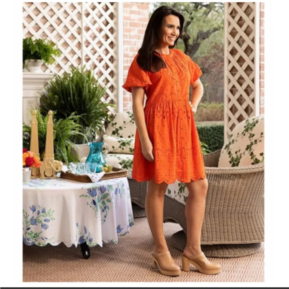 NWT Antonio Melani x Kimberly Whitman Rose Eyelet Jewel Neck Button Front Dres - Picture 1 of 5